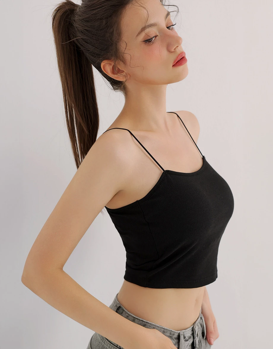 羅紋短版細肩帶BRA TOP