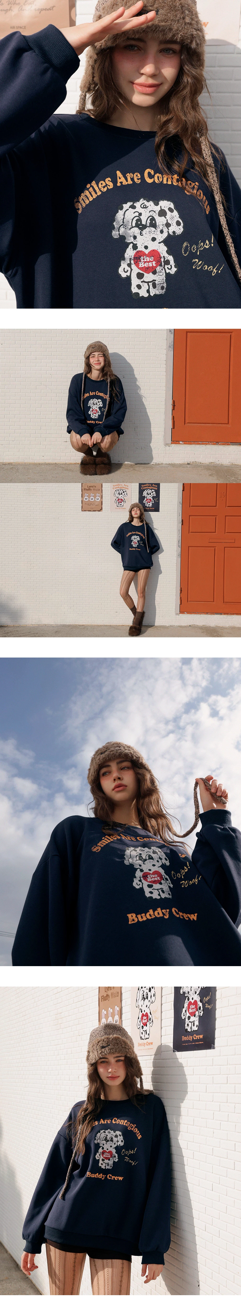 【Lyra & Toby】Distressed Print Oversized Crew Neck Sweatshirt