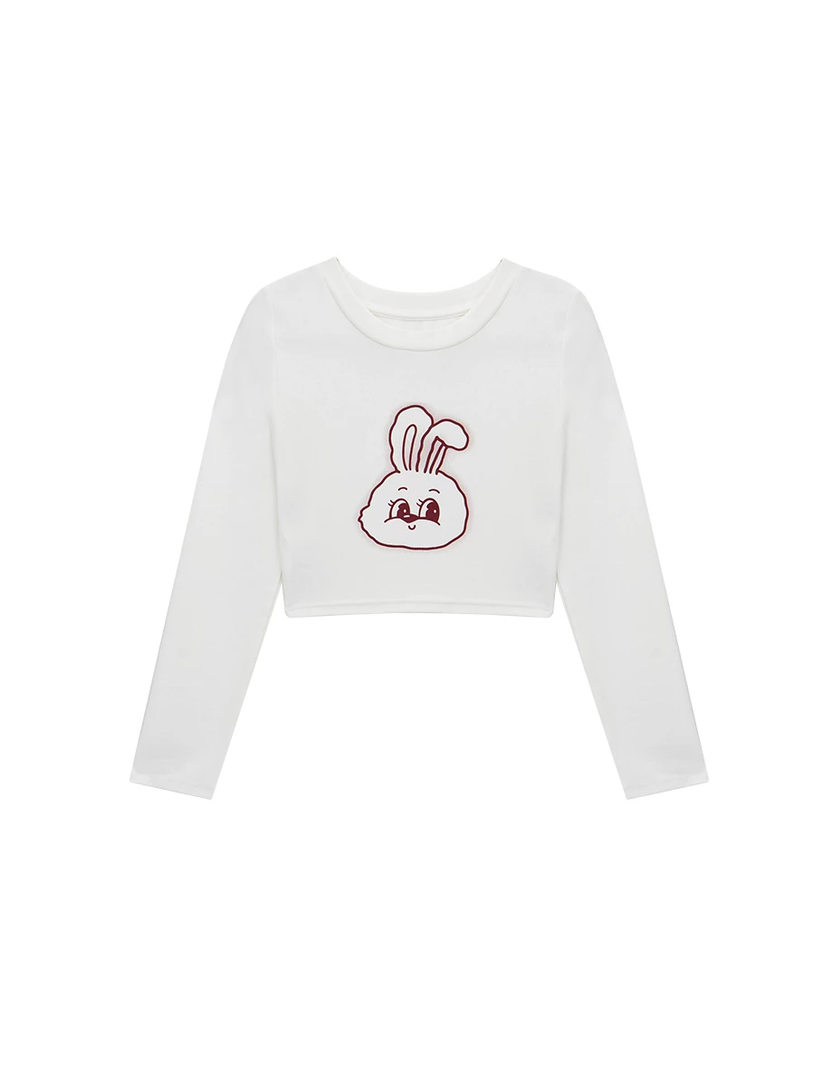 【Lyra & Toby】Lyra Bunny Print Cropped Long Sleeve Top