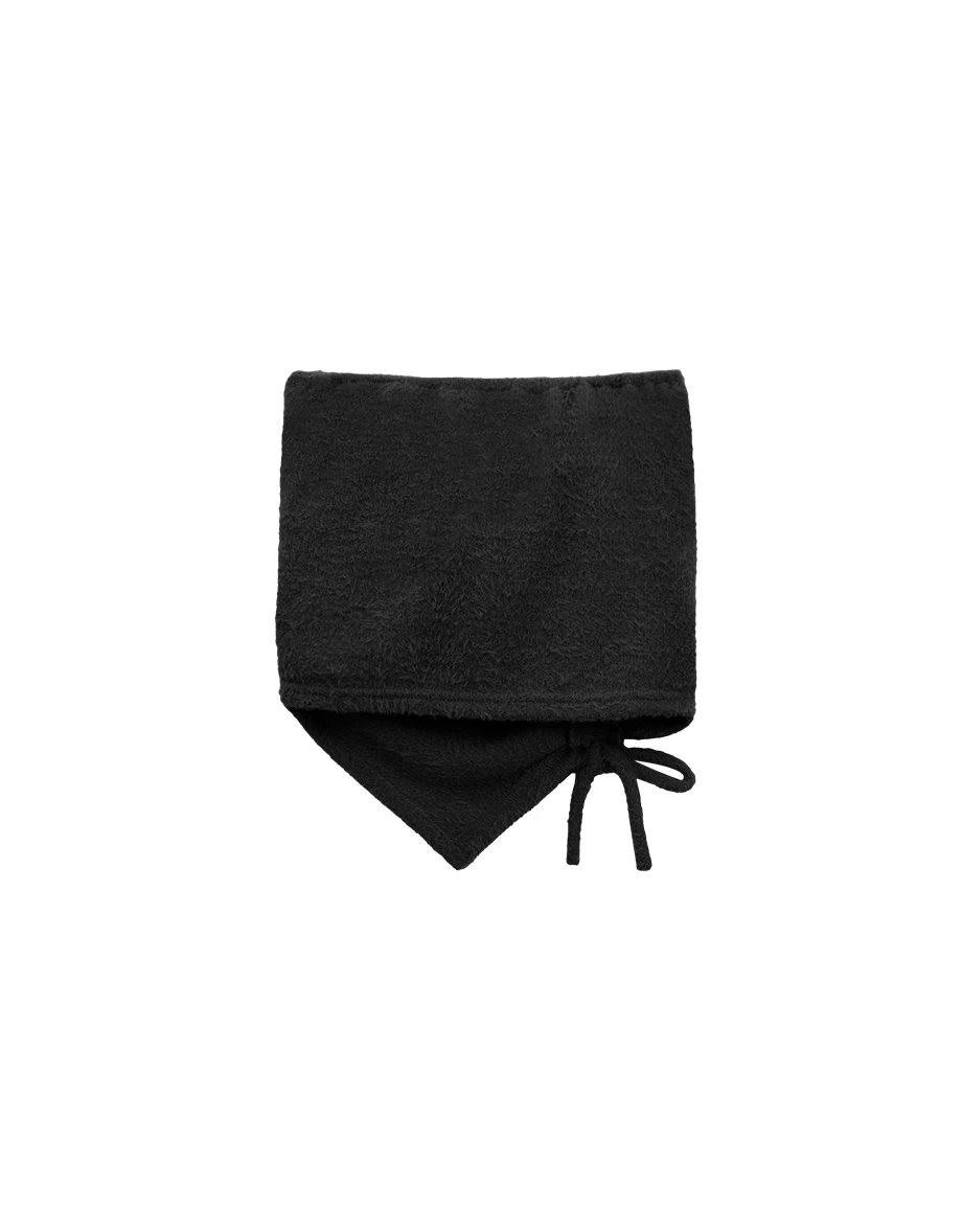 Asymmetric Hem Strapless Fuzzy Knit Padded Tube Top Asymmetric Hem Strapless Fuzzy Knit Padded Tube Top