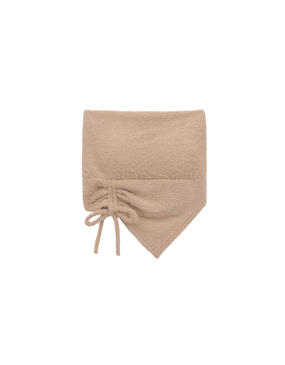 Asymmetric Hem Strapless Fuzzy Knit Padded Tube Top