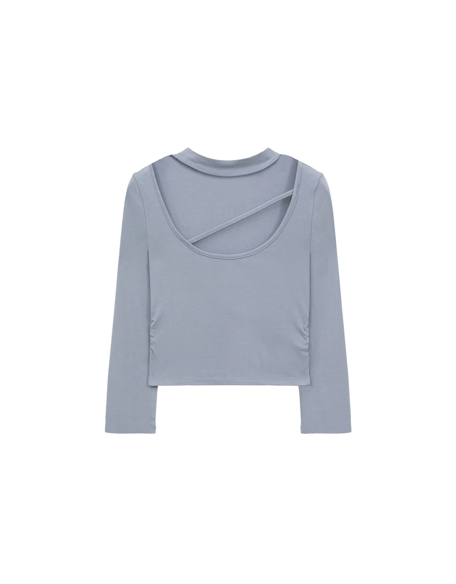 Asymmetric Cut Out Choker Neck Cropped Top