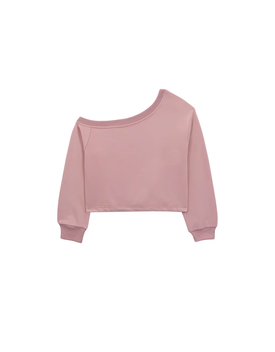 Heart Button Drawstring Hem Asymmetric Neck Sweatshirt Top Heart Button Drawstring Hem Asymmetric Neck Sweatshirt Top