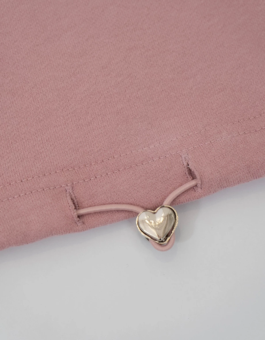 Heart Button Drawstring Hem Asymmetric Neck Sweatshirt Top Heart Button Drawstring Hem Asymmetric Neck Sweatshirt Top