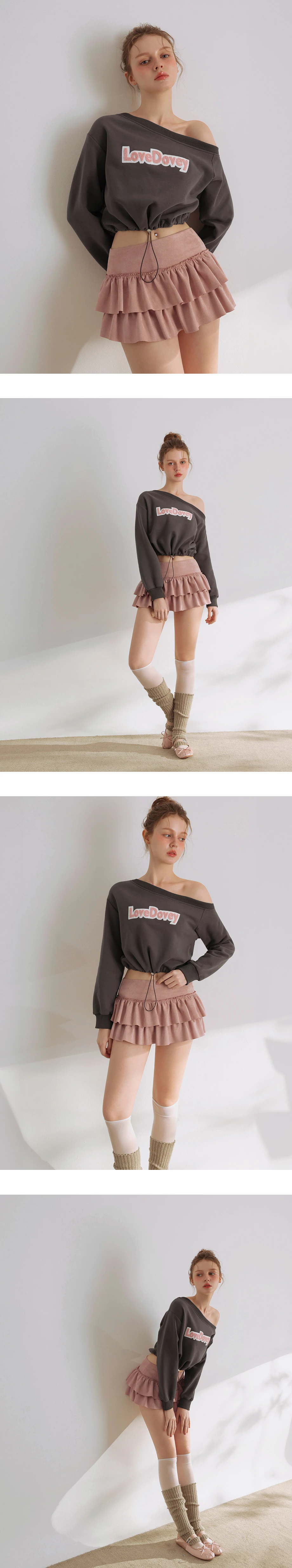 Heart Button Drawstring Hem Asymmetric Neck Sweatshirt Top Heart Button Drawstring Hem Asymmetric Neck Sweatshirt Top