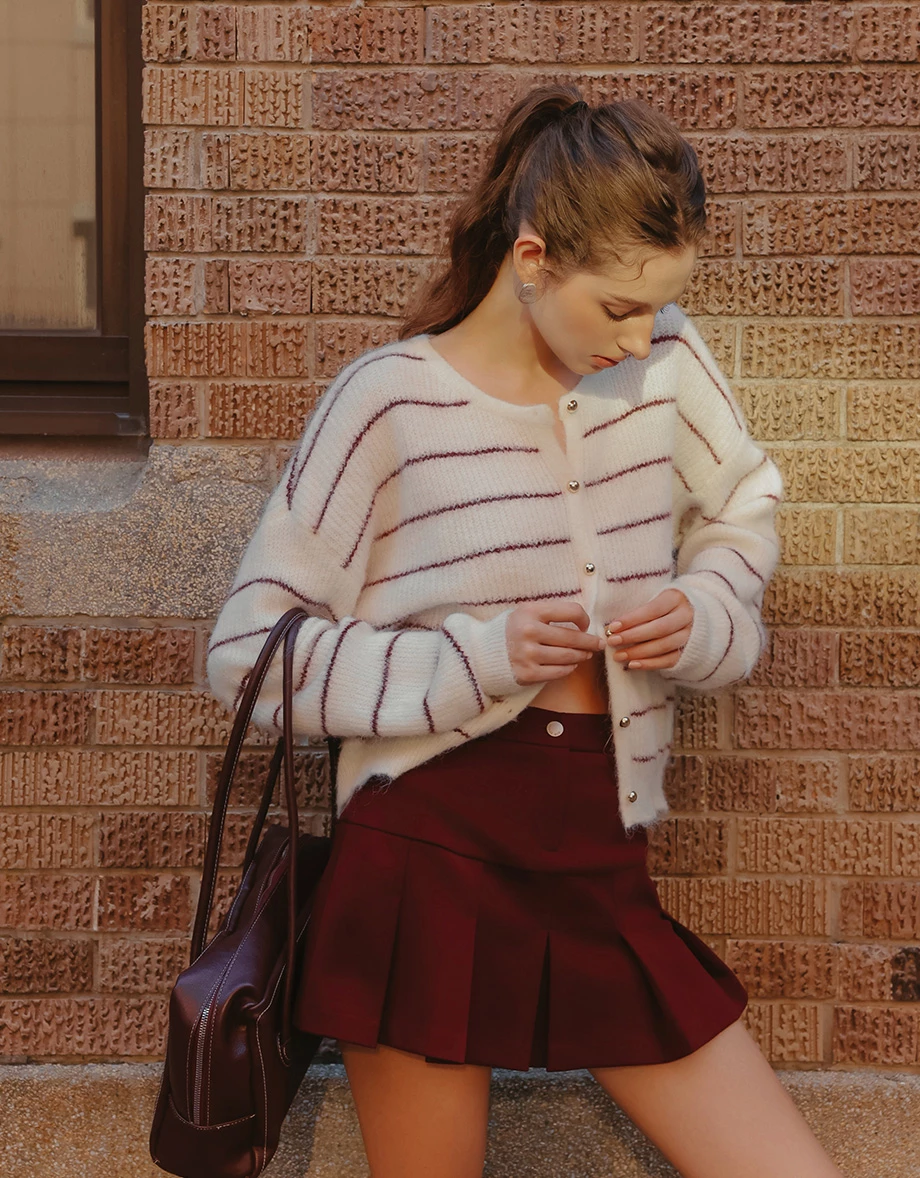 Preppy Style Tailored Pleated Mini Skirt