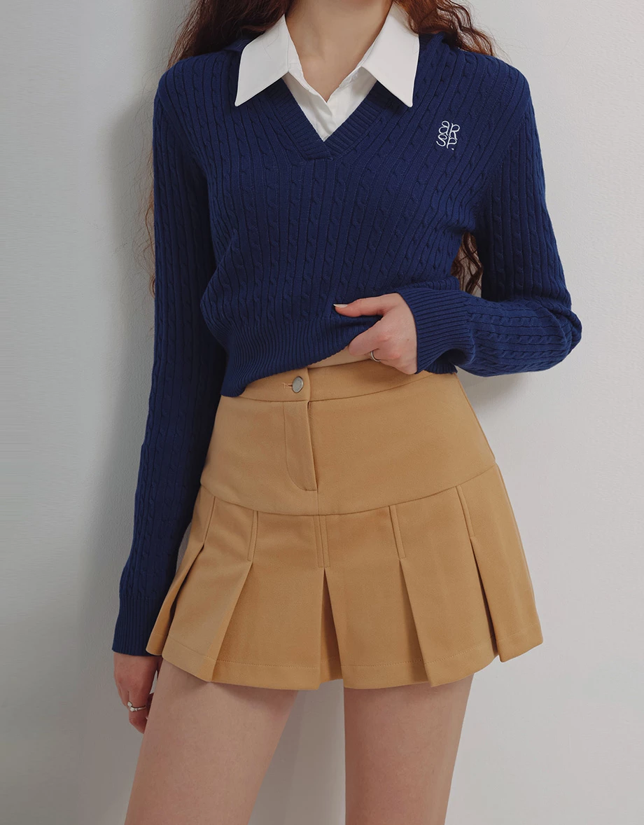 Preppy Style Tailored Pleated Mini Skirt
