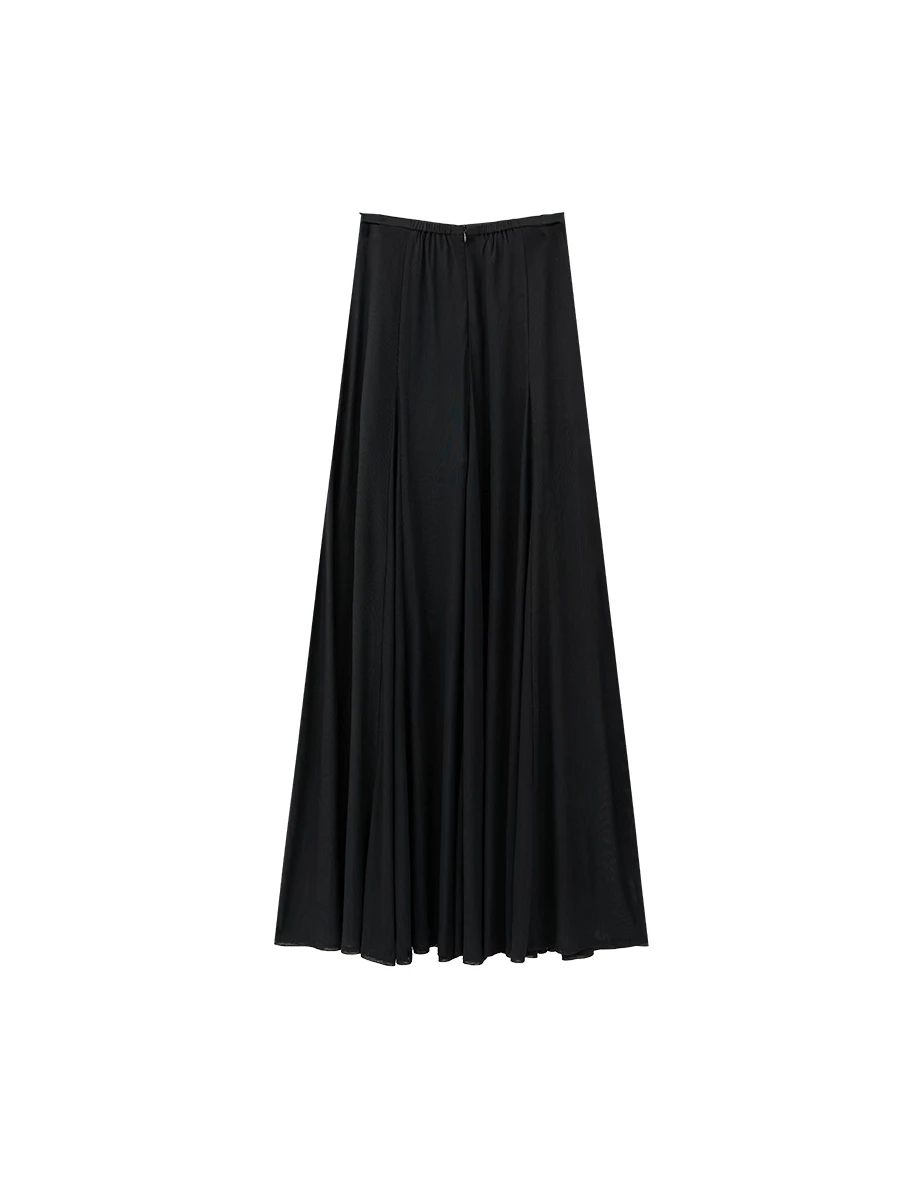 Chiffon Feel Semi Sheer Flowy Maxi Skirt Chiffon Feel Semi Sheer Flowy Maxi Skirt