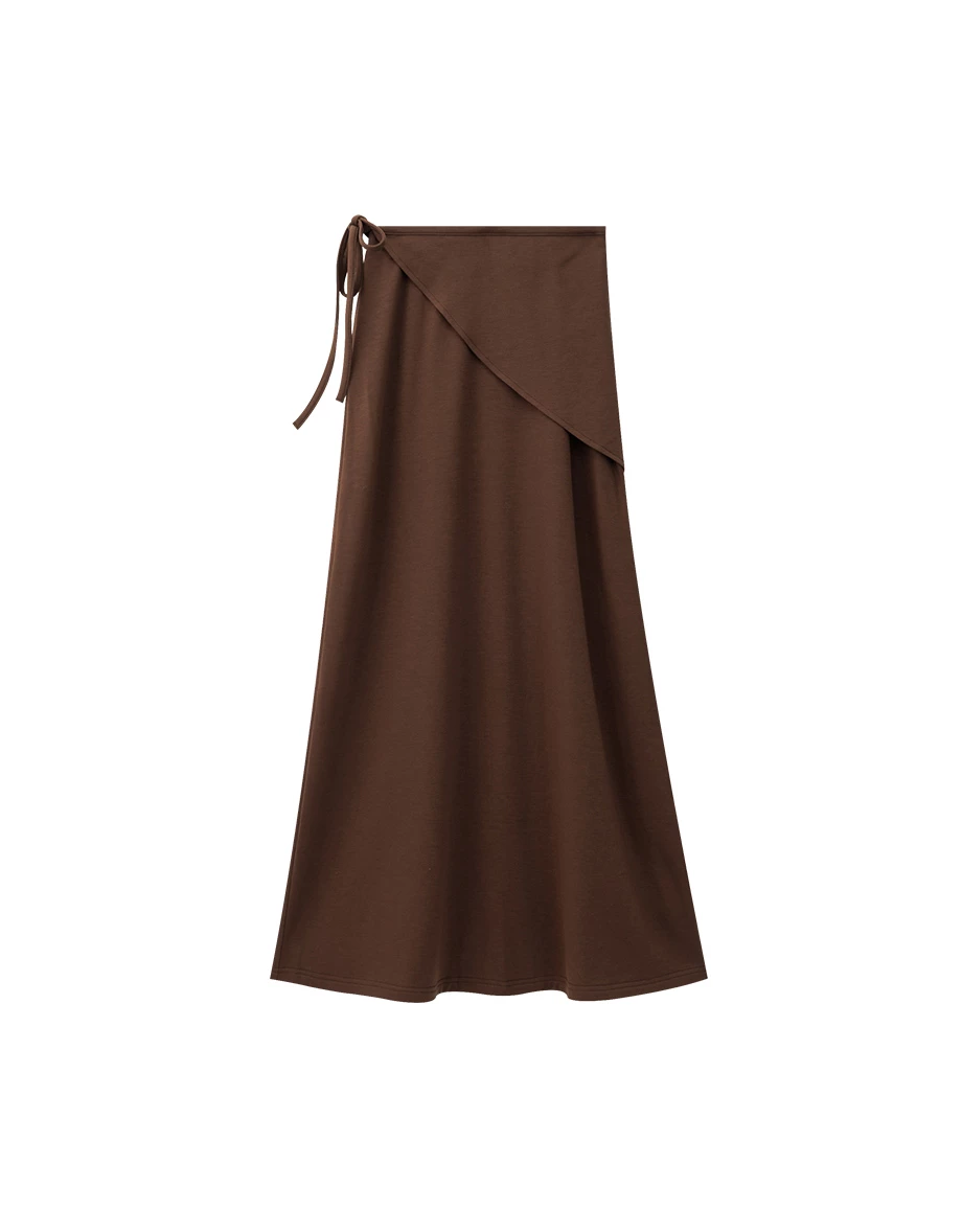 【Heat Tech】Wrap Front Soft Knit A Line Maxi Skirt (Includes Wrap Sash) 【Heat Tech】Wrap Front Soft Knit A Line Maxi Skirt (Includes Wrap Sash)