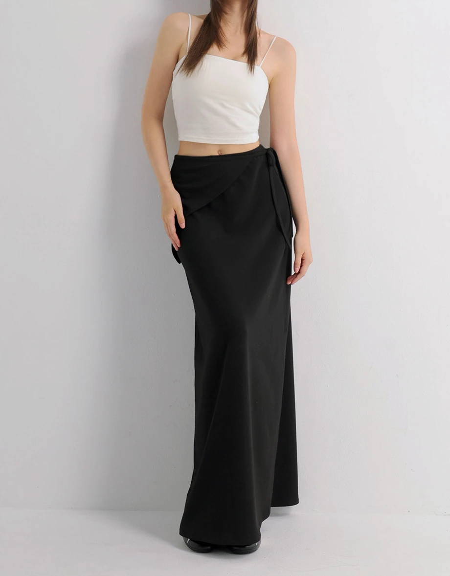 【Heat Tech】Wrap Front Soft Knit A Line Maxi Skirt (Includes Wrap Sash) 【Heat Tech】Wrap Front Soft Knit A Line Maxi Skirt (Includes Wrap Sash)