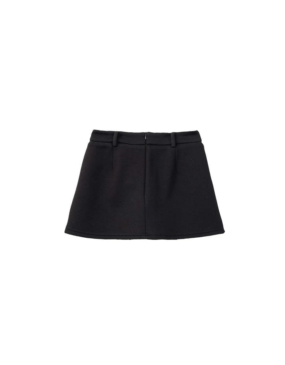 High Waisted Sleek Front Wrap Asymmetric Hem Mini Skirt High Waisted Sleek Front Wrap Asymmetric Hem Mini Skirt
