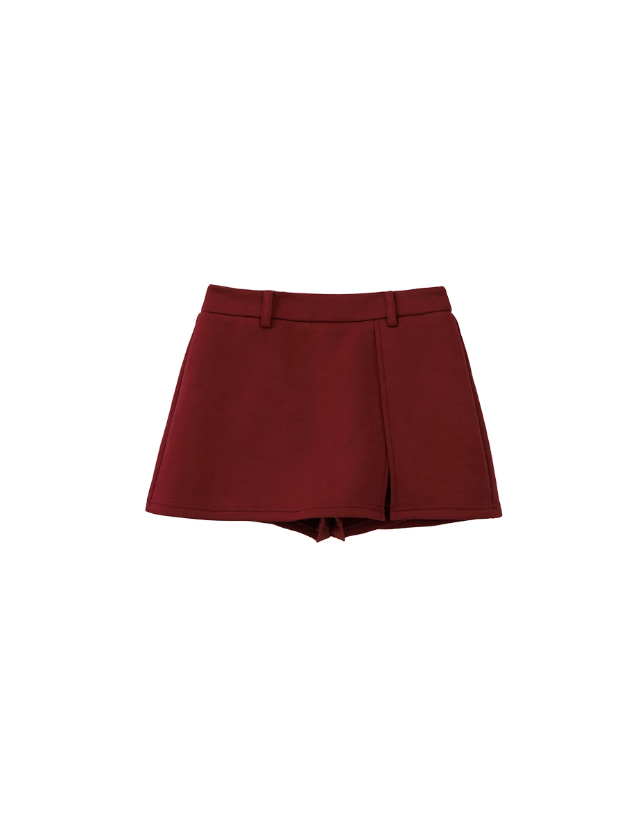 High Waisted Sleek Front Wrap Asymmetric Hem Mini Skirt