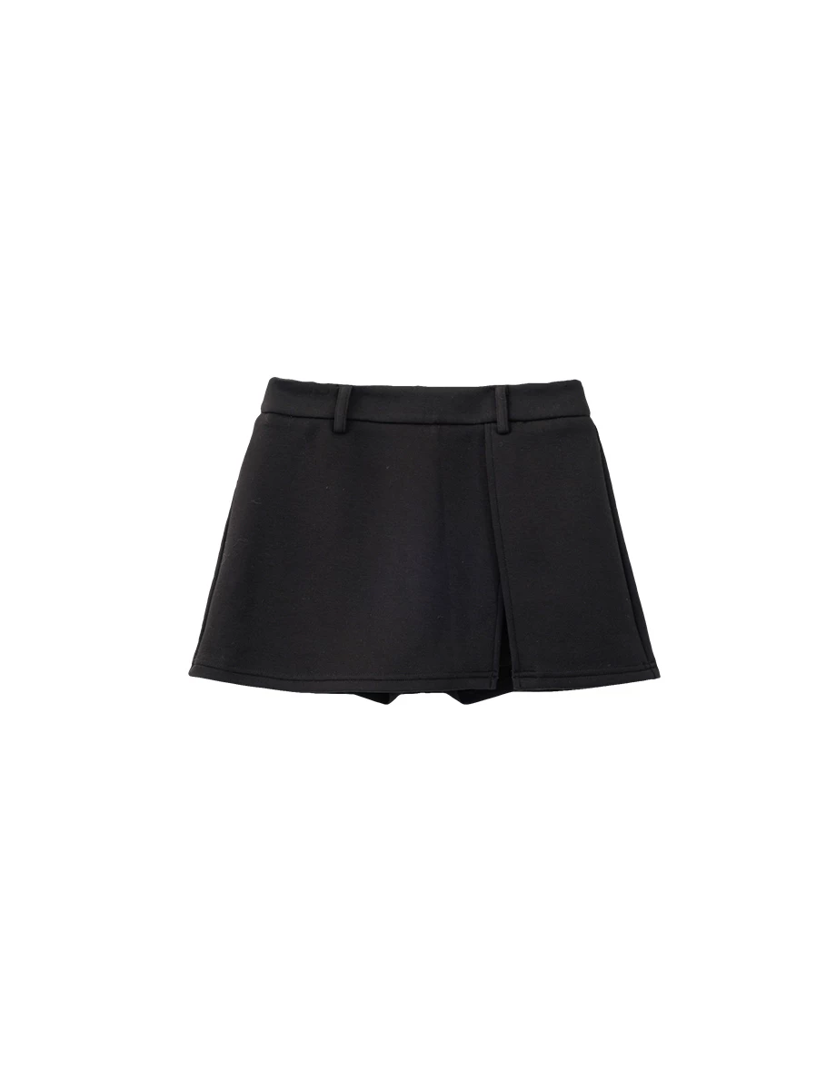 High Waisted Sleek Front Wrap Asymmetric Hem Mini Skirt