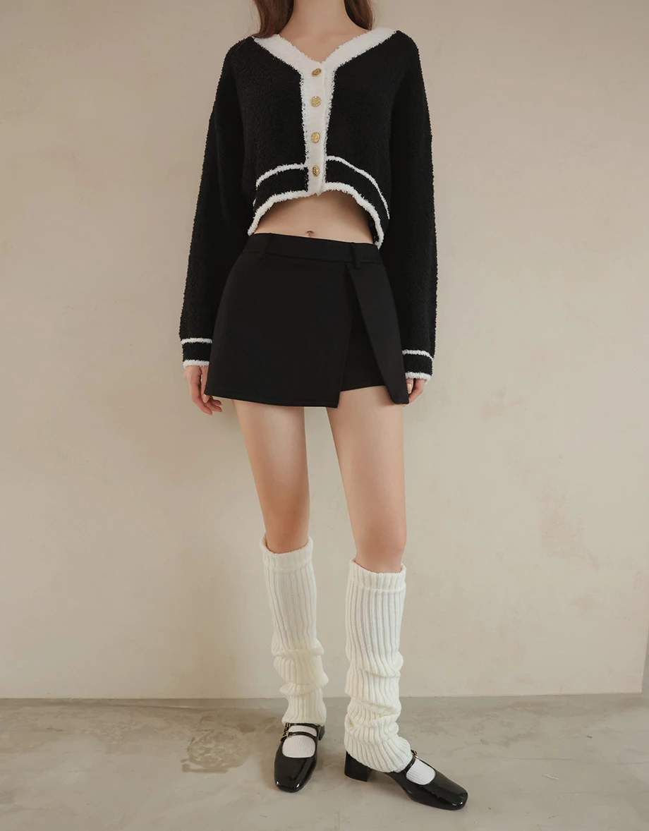 High Waisted Sleek Front Wrap Asymmetric Hem Mini Skirt High Waisted Sleek Front Wrap Asymmetric Hem Mini Skirt