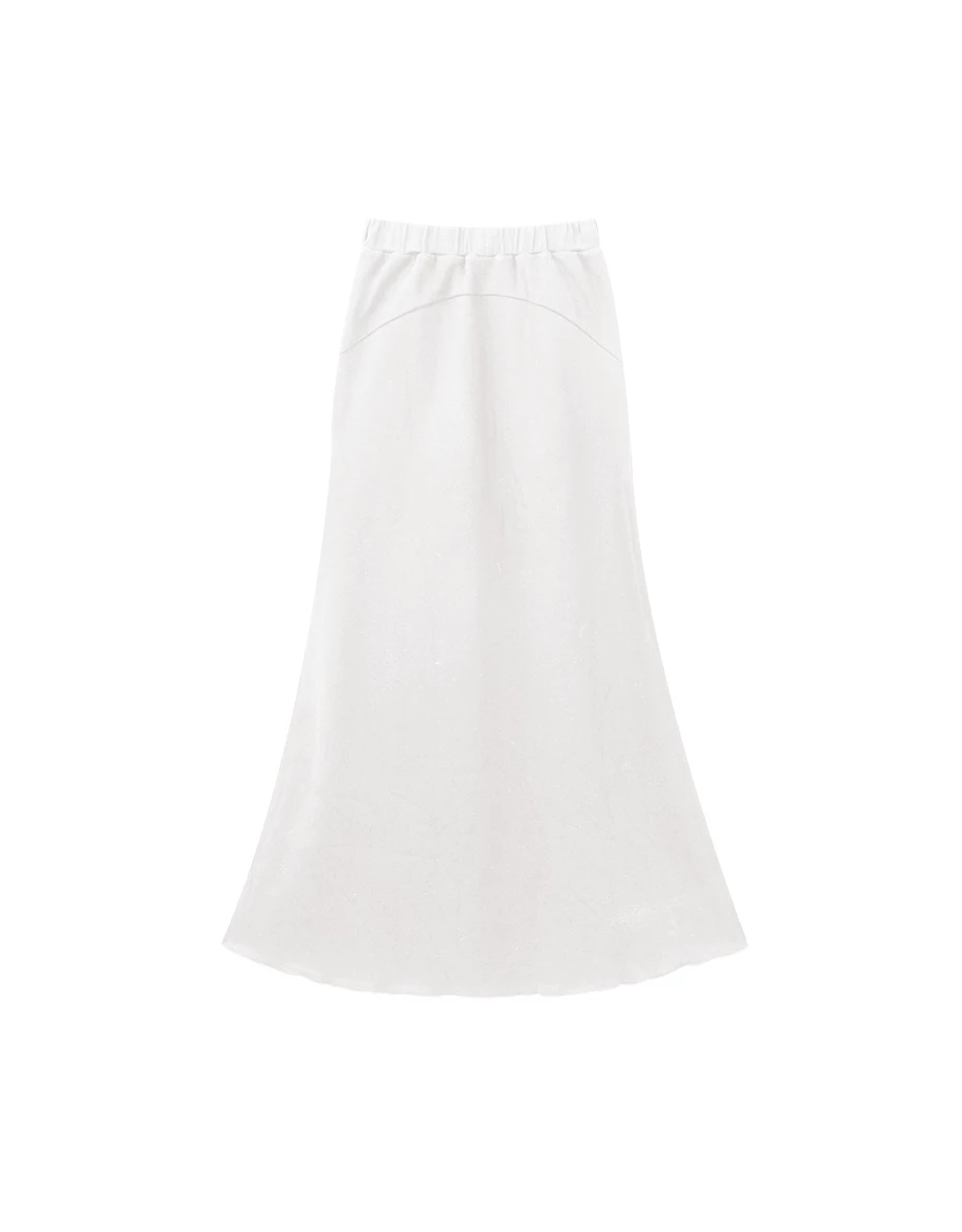 Ribbed Side Panels Flared Hem Maxi Skirt with Side Pocket Detail