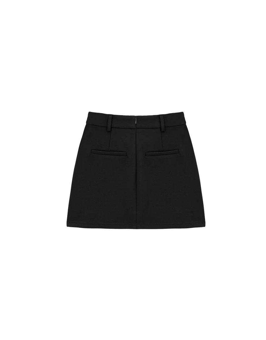Asymmetric Wrap Hem Fleece Lined Fitted Mini Skirt