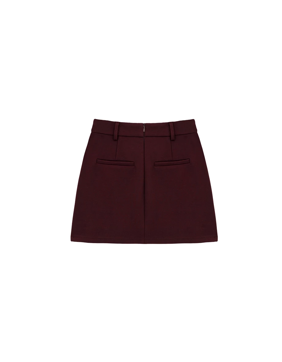 Asymmetric Wrap Hem Fleece Lined Fitted Mini Skirt