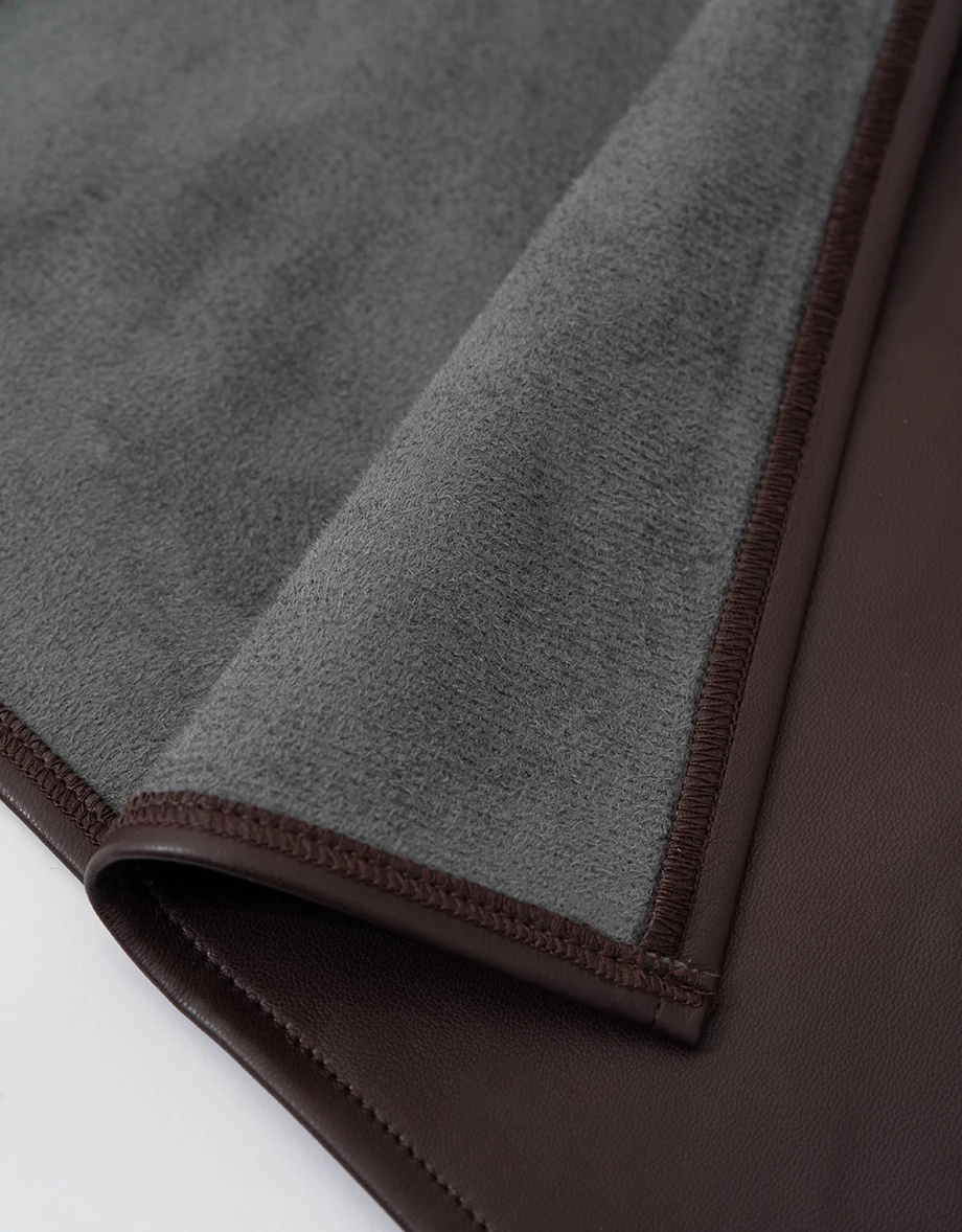 【Heat Tech】Faux Leather High Waist Front Slit Straight Maxi Skirt (with Belt)