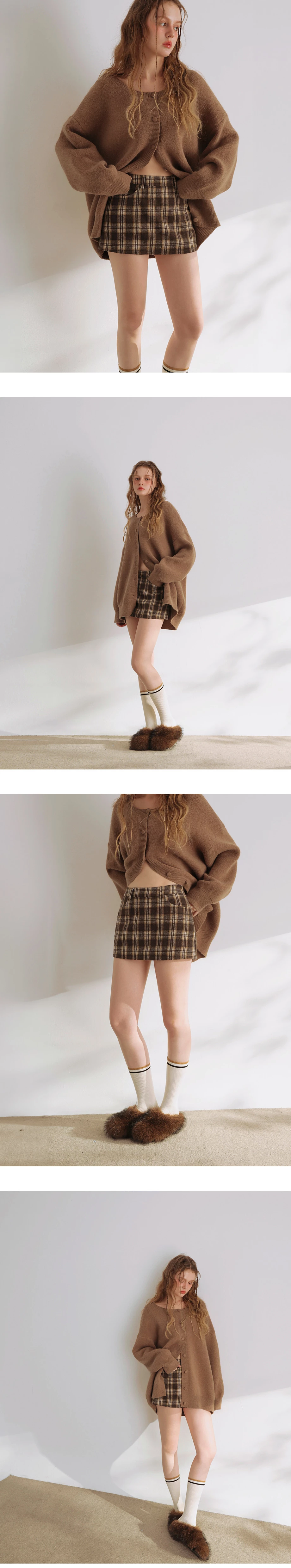 Retro Flannel Plaid A Line Mini Skirt with Pockets