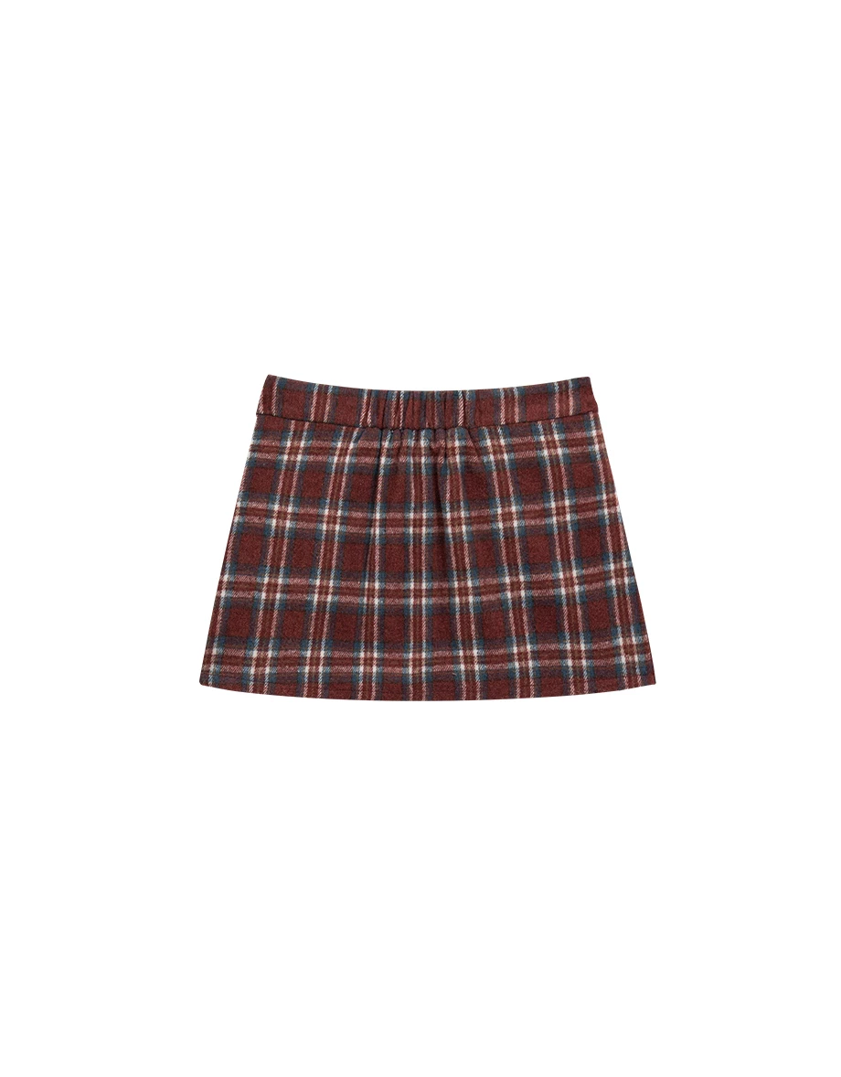 Retro Flannel Plaid A Line Mini Skirt with Pockets