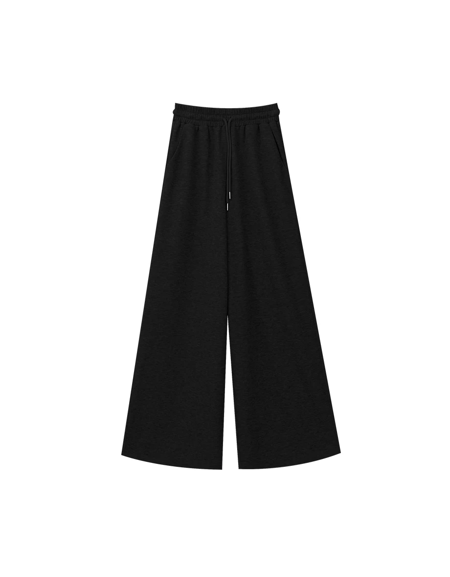 Soft Knit Drawstring Waist Wide Leg Lounge Pants