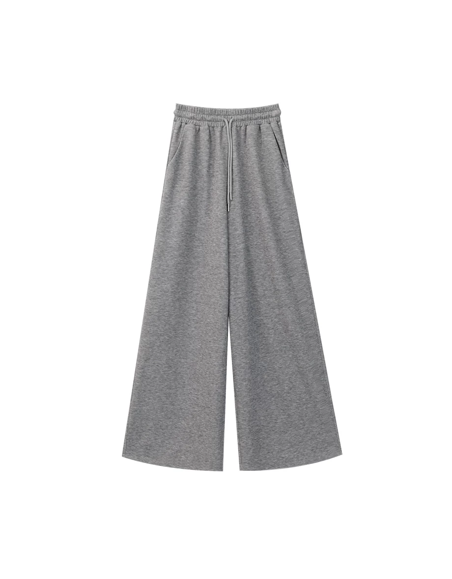 Soft Knit Drawstring Waist Wide Leg Lounge Pants