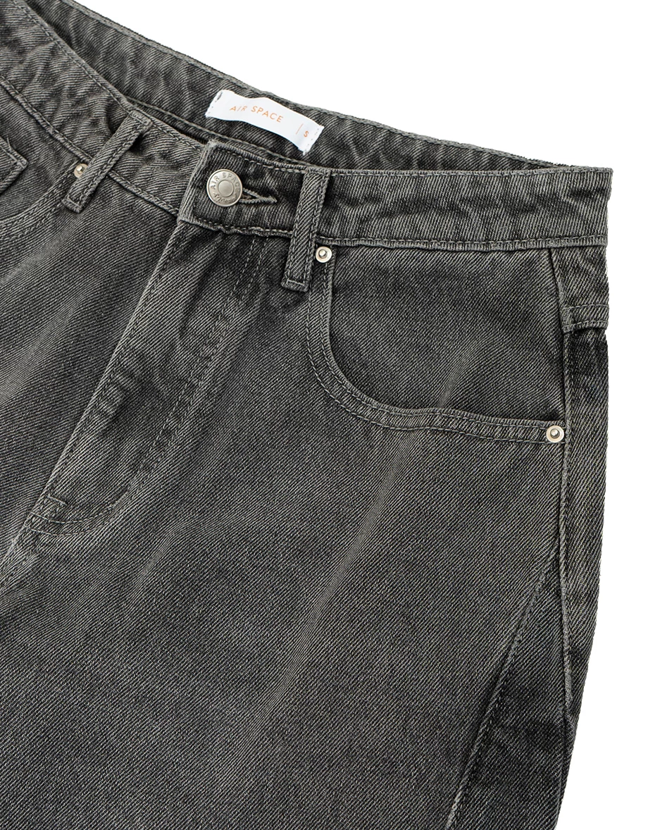 Vintage Wash High Waist Jeans Denim Wide Leg Pants