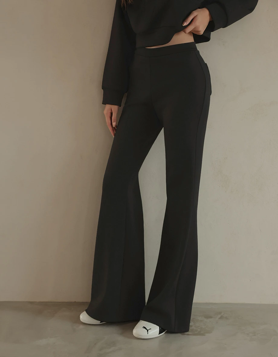 Soft Stretch High Waisted Flare Leg Fitted Trousers Soft Stretch High Waisted Flare Leg Fitted Trousers