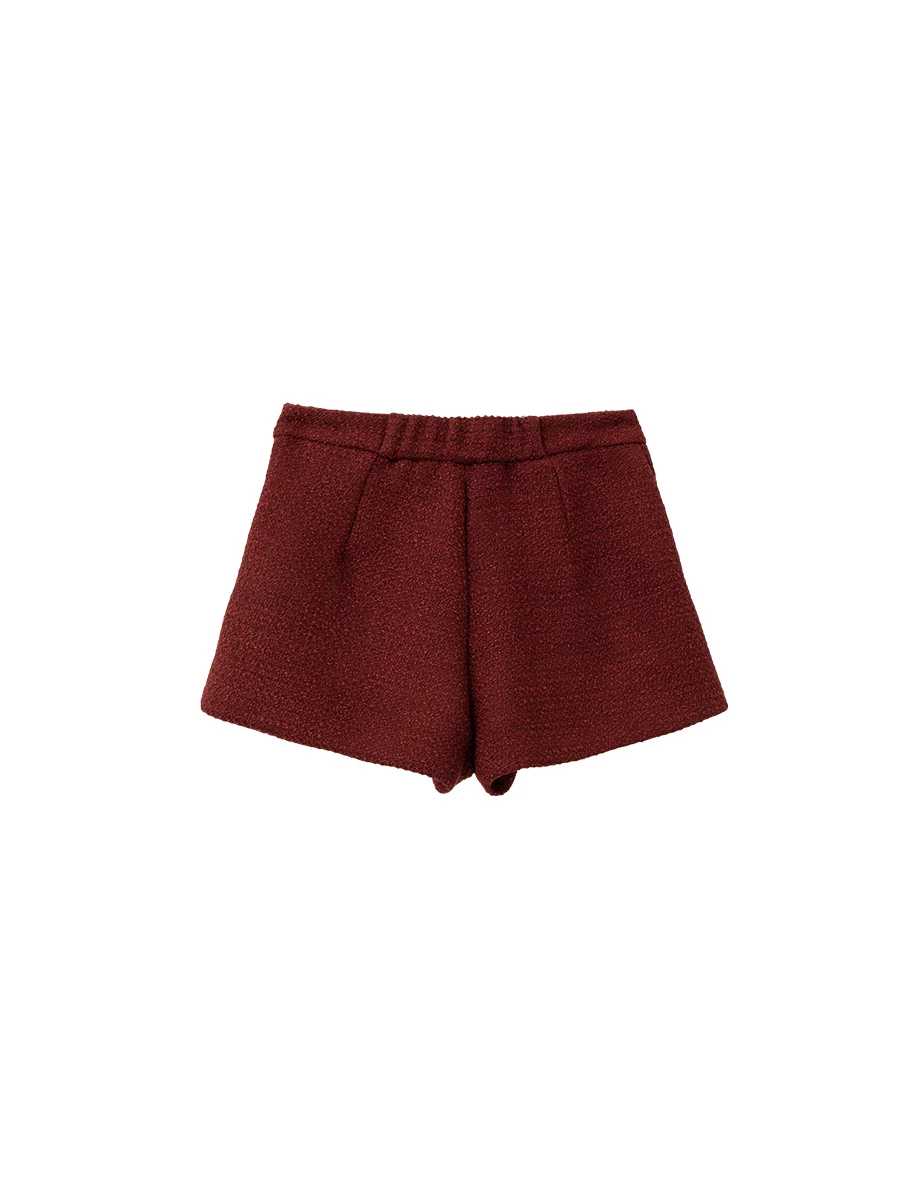 Tweed Texture High Waist Flap Pocket Shorts