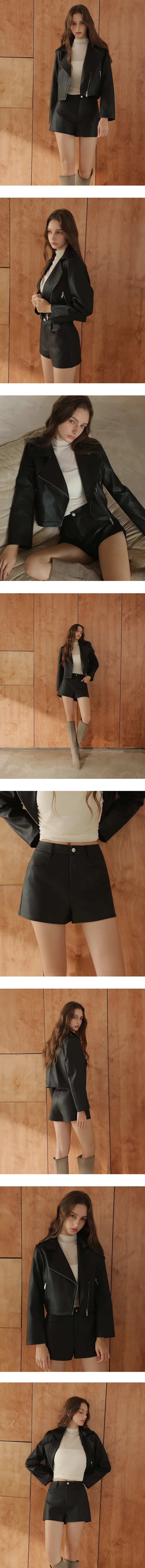 High Waist Faux Leather Shorts with Pockets High Waist Faux Leather Shorts with Pockets