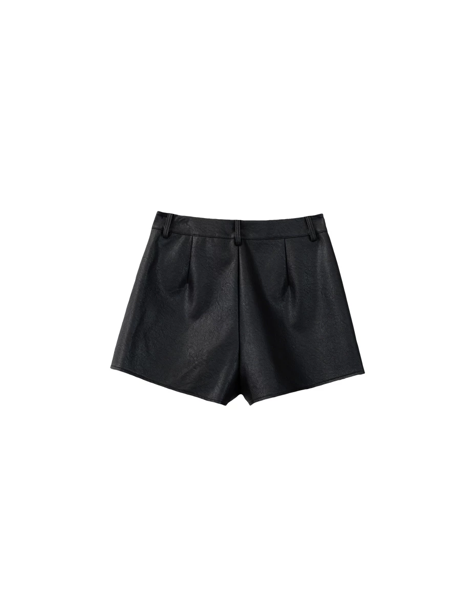High Waist Faux Leather Shorts with Pockets High Waist Faux Leather Shorts with Pockets