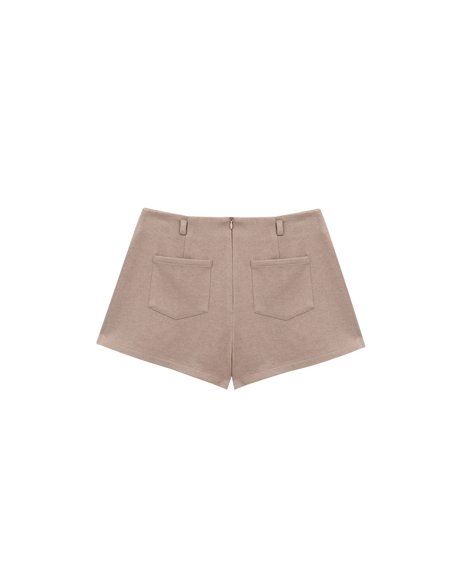 Side Belt Detail High Waist A Line Tailored Shorts