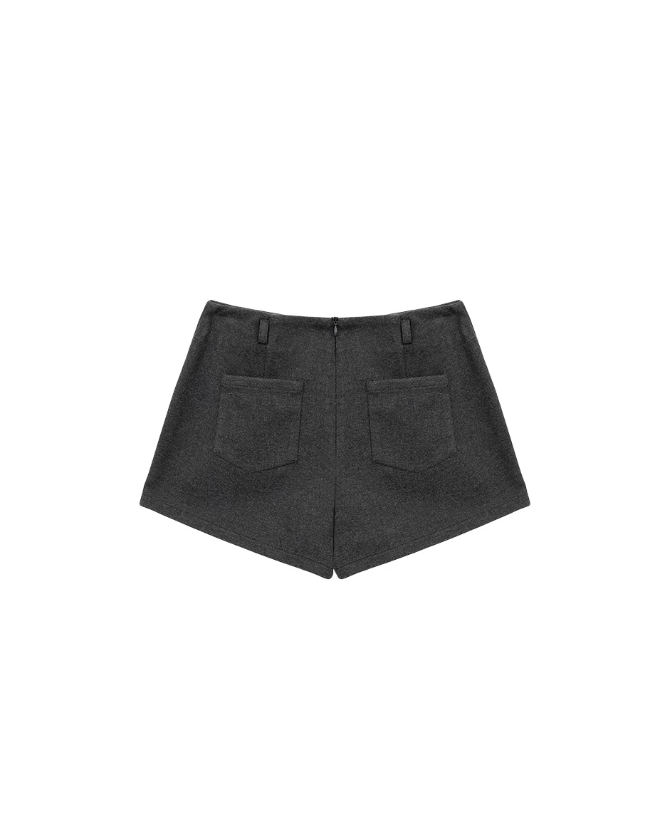 Side Belt Detail High Waist A Line Tailored Shorts
