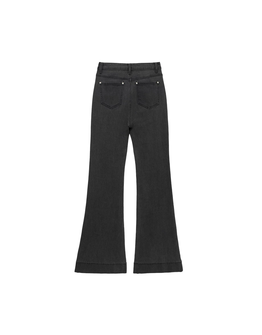 Star Studded High Waisted Slim Flare Jeans Denim Pants Star Studded High Waisted Slim Flare Jeans Denim Pants