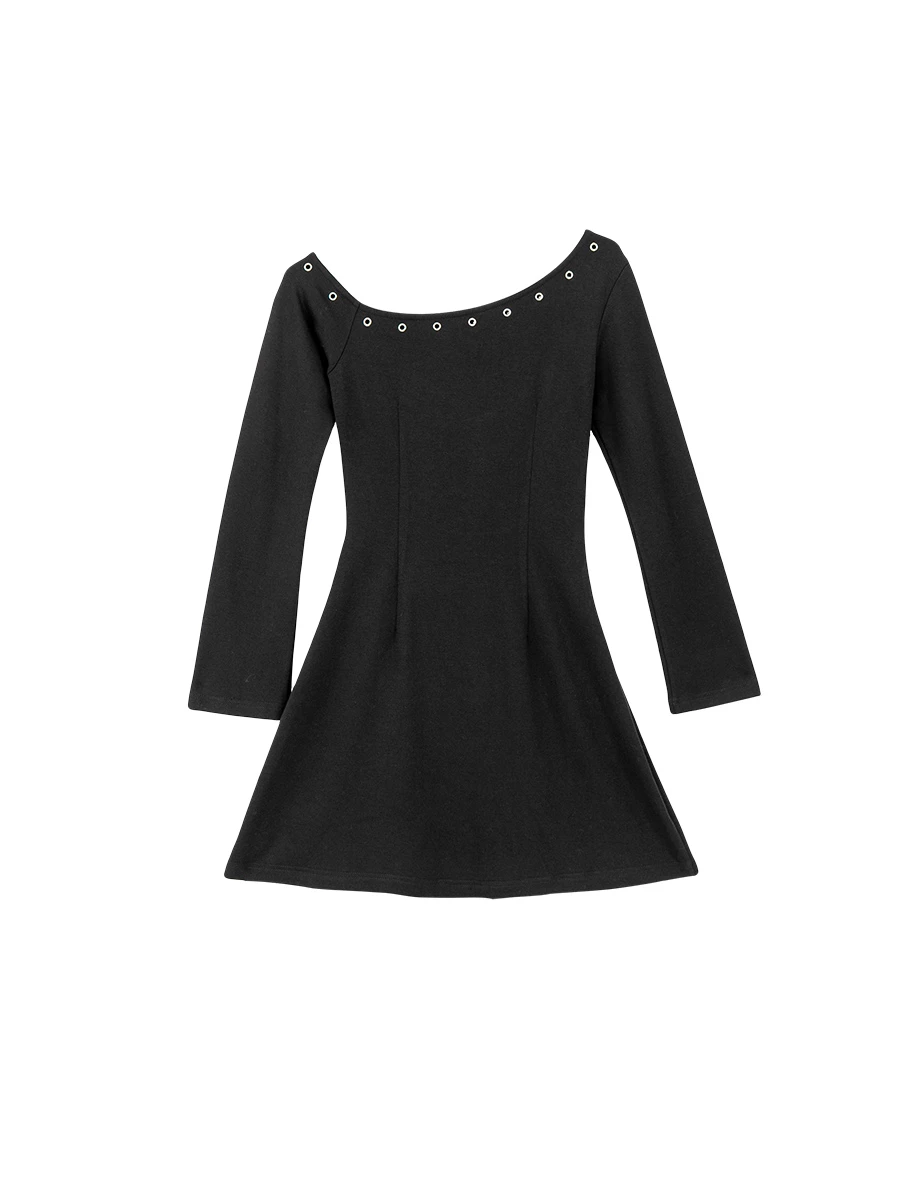 Eyelet Trim Asymmetric One Shoulder Bodycon Padded Mini Dress