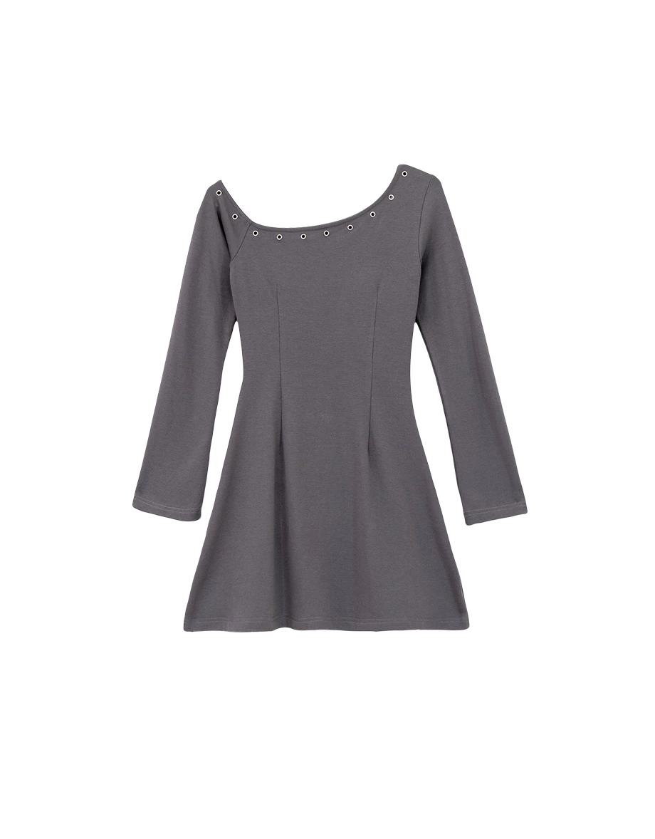 Eyelet Trim Asymmetric One Shoulder Bodycon Padded Mini Dress