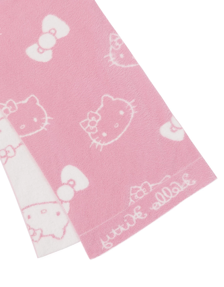 【Hello Kitty Collaboration】Fuzzy Reversible Scarf with Kitty & Bow Pattern