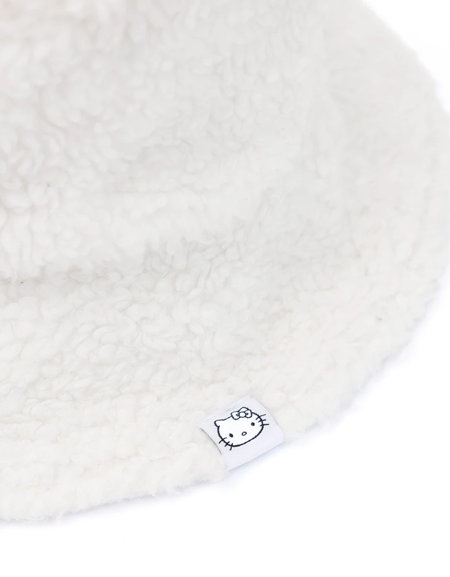 【Hello Kitty Collaboration】Fluffy Bucket Hat with Kitty Embroidery