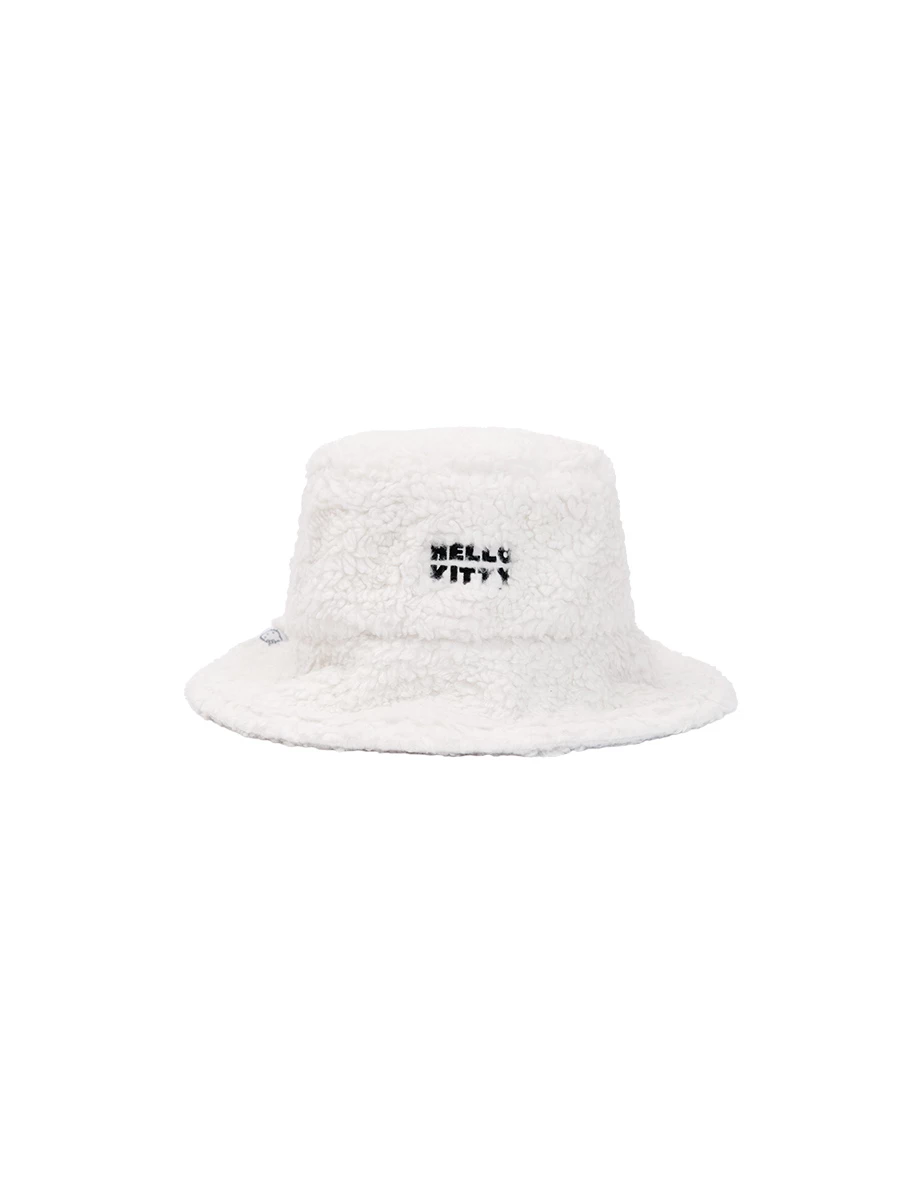 【Hello Kitty Collaboration】Fluffy Bucket Hat with Kitty Embroidery