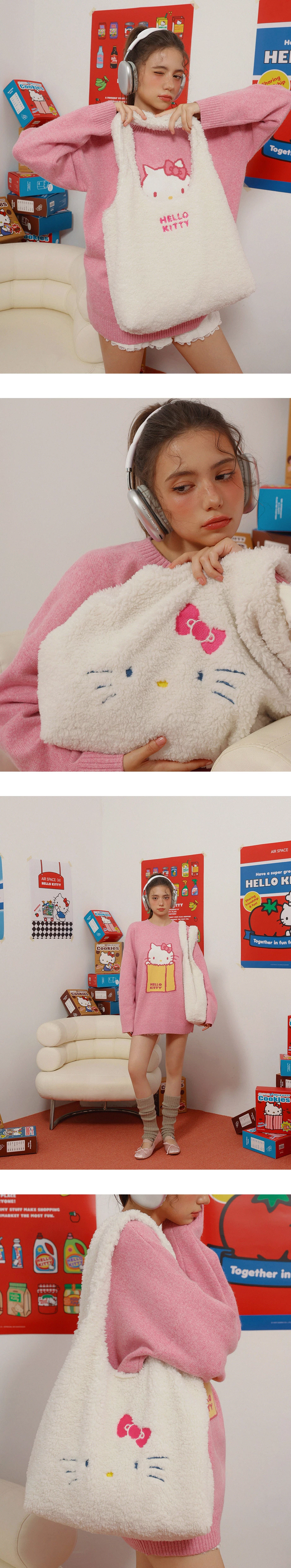 【Hello Kitty Collaboration】Fluffy Plush Tote Bag