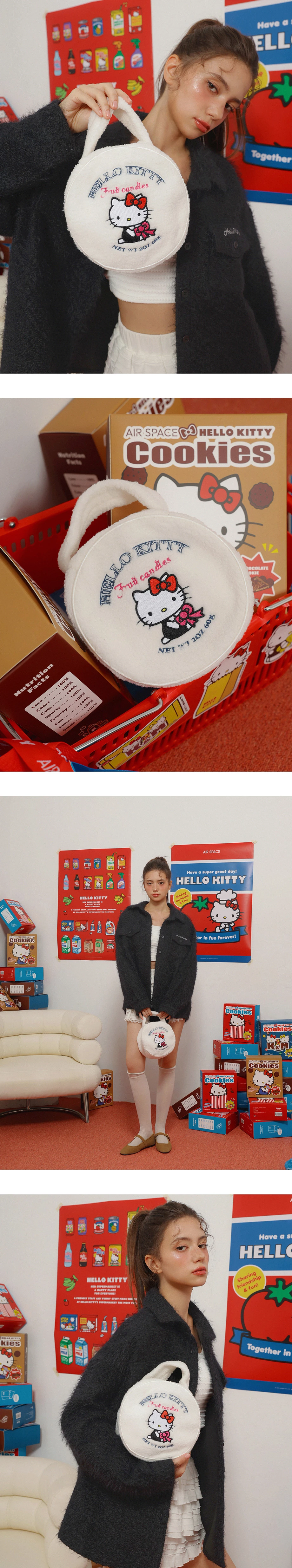 【Hello Kitty Collaboration】Fluffy Round Sherpa Makeup Pouch