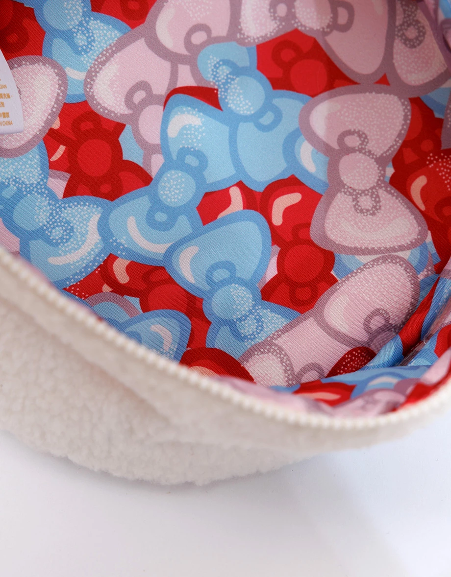 【Hello Kitty Collaboration】Fluffy Round Sherpa Makeup Pouch