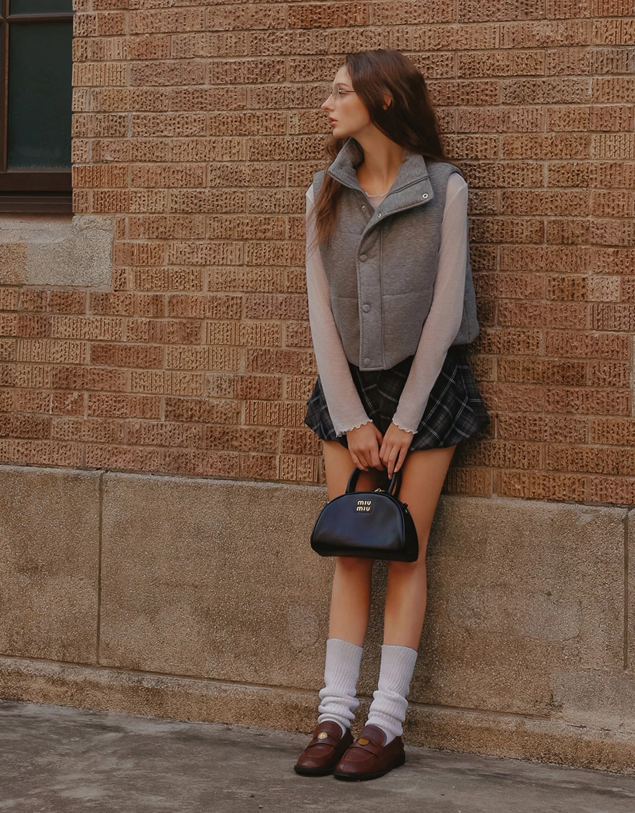 Stand Collar Vest Puffer Jacket with Snap Button Design