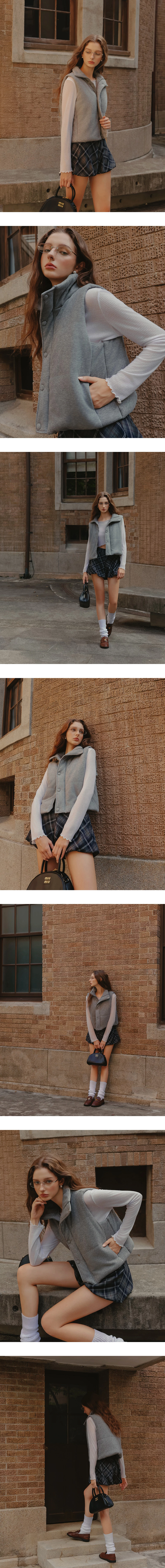 Stand Collar Vest Puffer Jacket with Snap Button Design