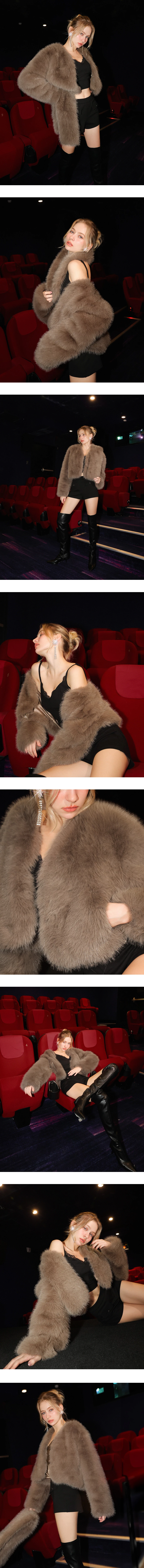 Luxe Taupe Faux Fur Cropped Jacket and Scarf Set