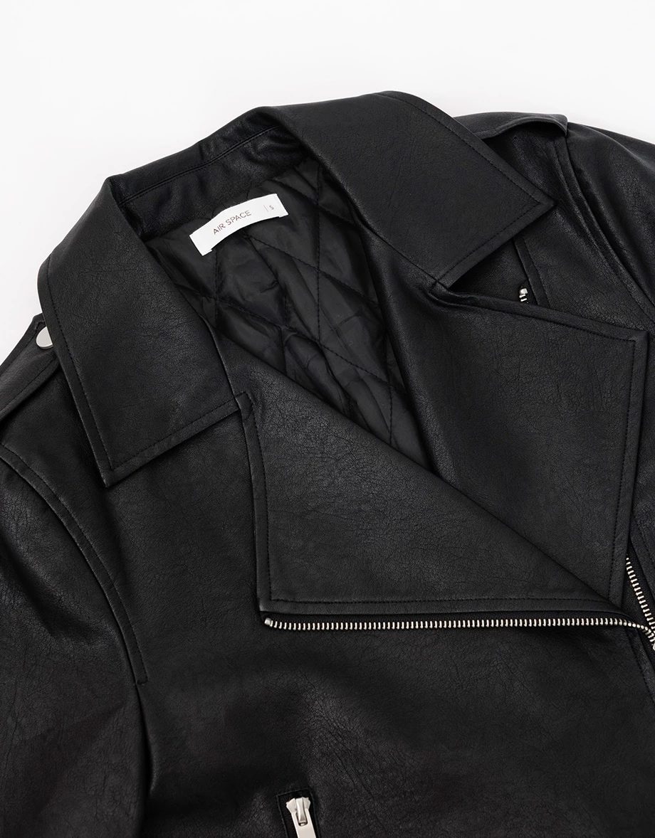 Asymmetrical Zipper Faux Leather Biker Jacket Asymmetrical Zipper Faux Leather Biker Jacket