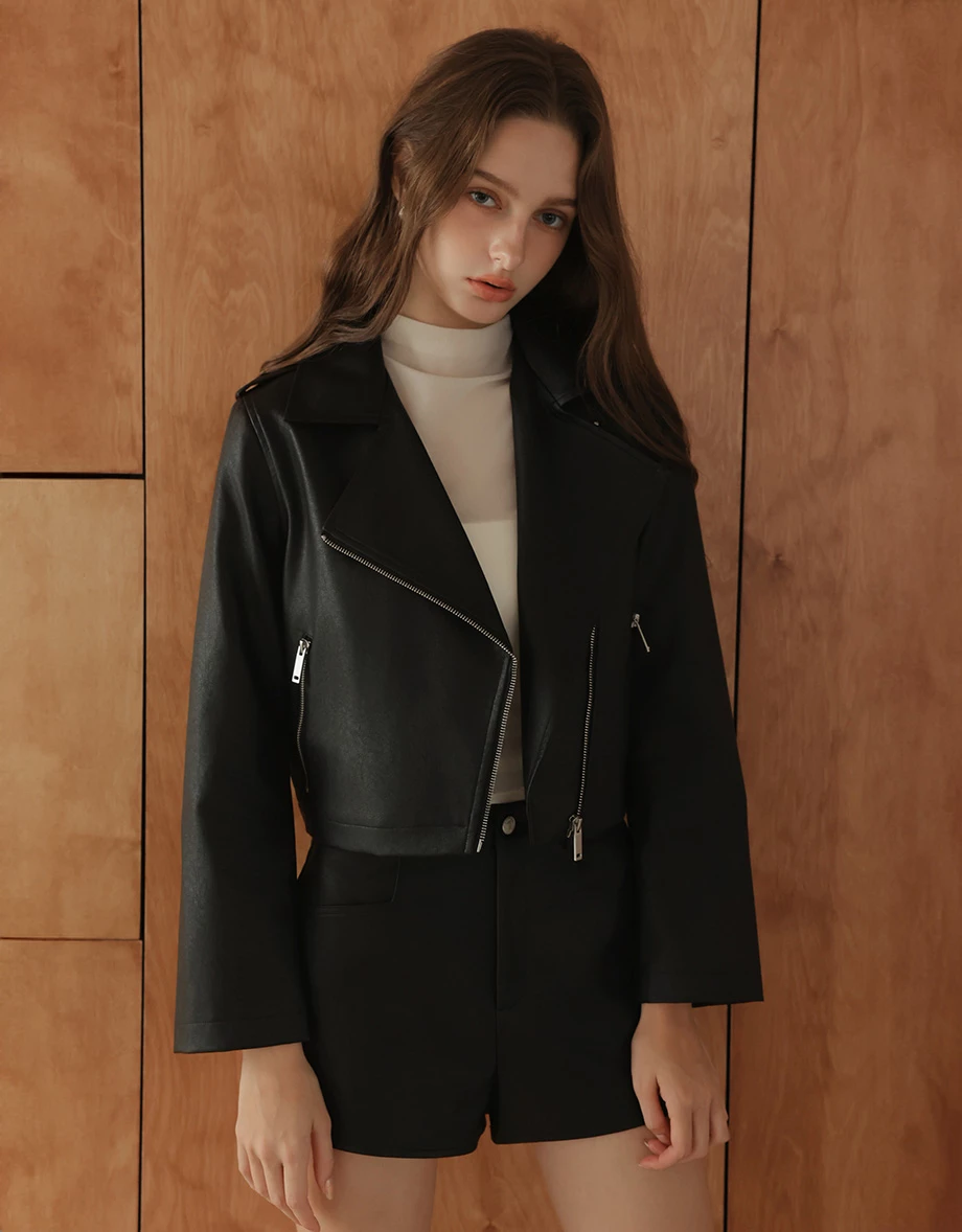 Asymmetrical Zipper Faux Leather Biker Jacket Asymmetrical Zipper Faux Leather Biker Jacket
