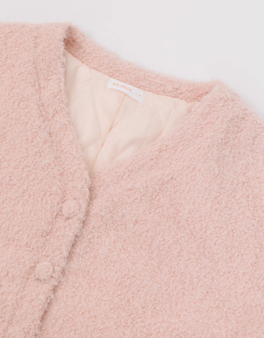 Soft Textured Fluffy Knit Open Front Cardigan (with Scarf)