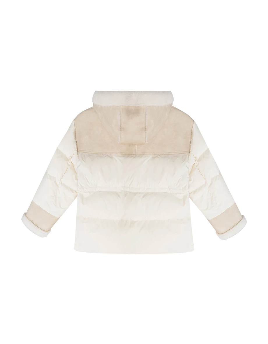 Faux Fur Shearling Trimmed Puffer Hooded Jacket Coat