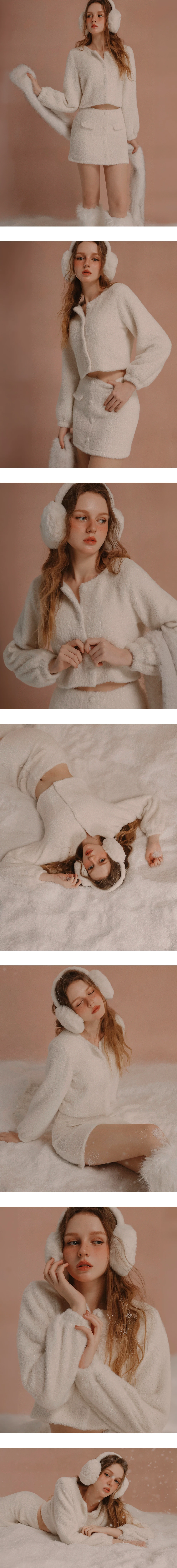 Soft Touch Fluffy Knit Buttoned Cropped Cardigan Top